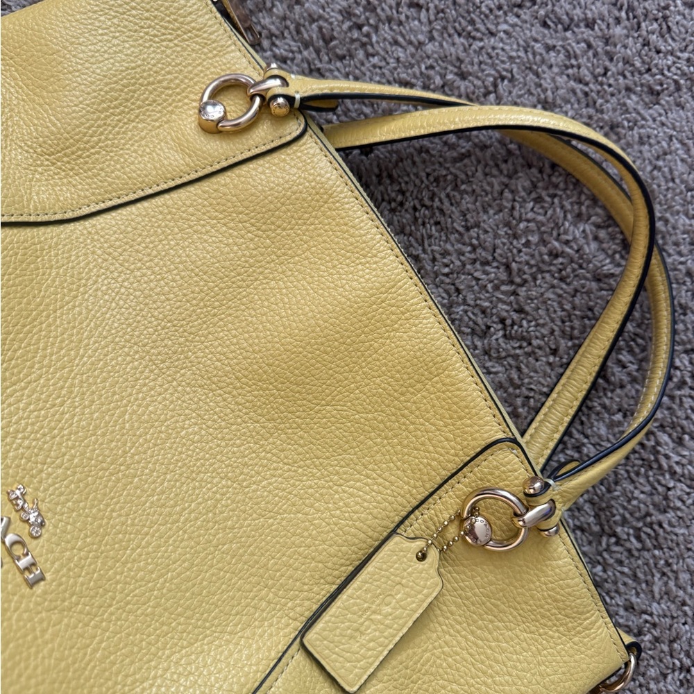 Coach Butter Yellow Kayce Satchel Bag + Coach Double Zip Matching Wallet - Picture 9 of 12